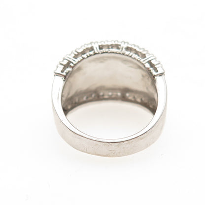 ESPO Joseph Esposito 925 Sterling Silver 2-Tone C Z Hammered Ring Size 7.25