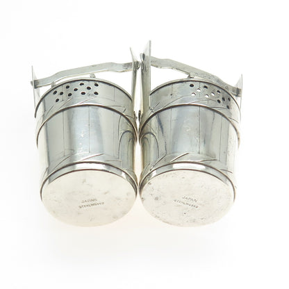 950 Silver Antique Japan Water Bucket SET of 2 Salt & Pepper Shakers