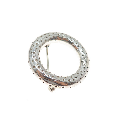 925 Sterling Silver Vintage Modernist Dotted Circle of Life Pin Brooch