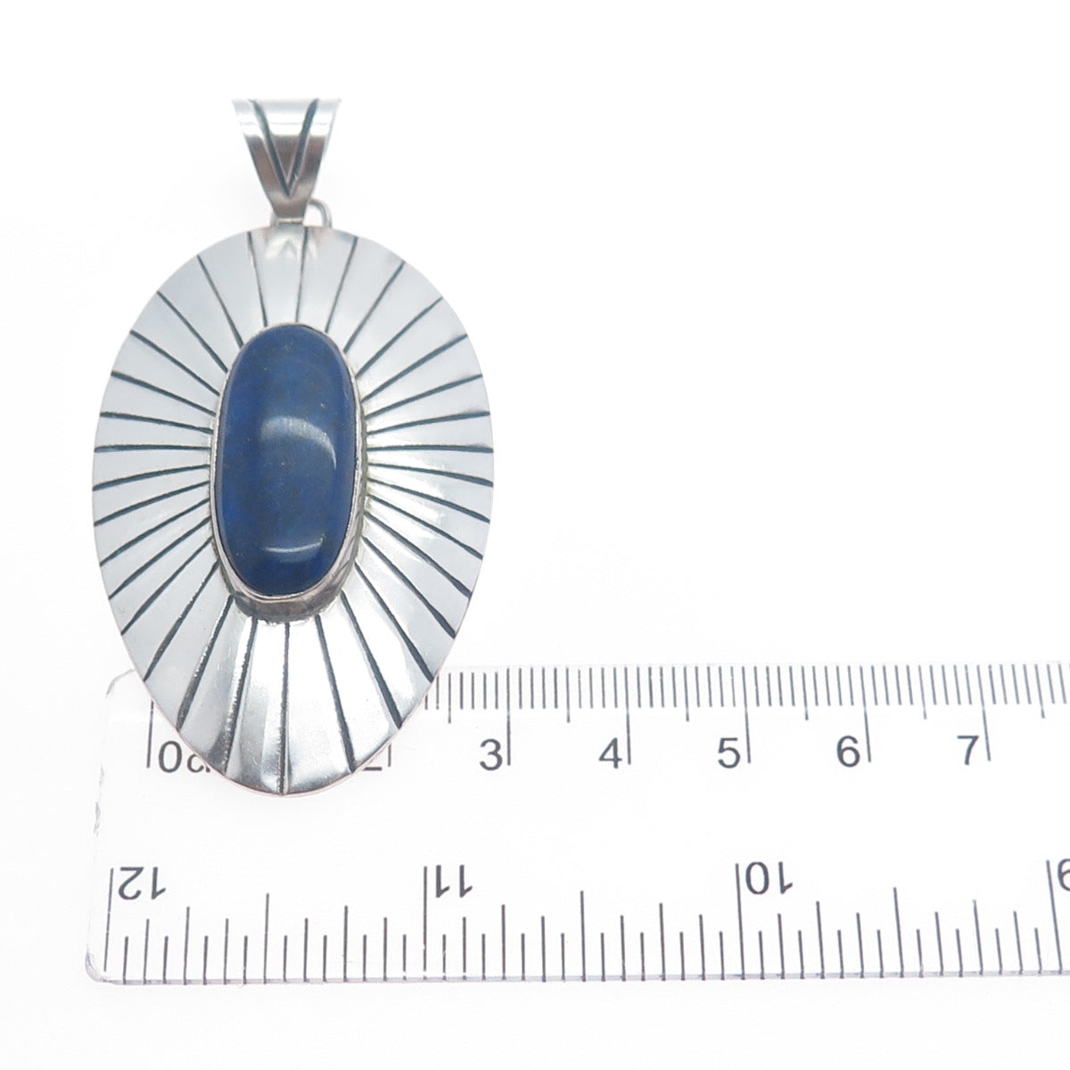 RAGUL CANO 925 Sterling Silver Vintage Mexico Real Lapis Lazuli Tribal Pendant