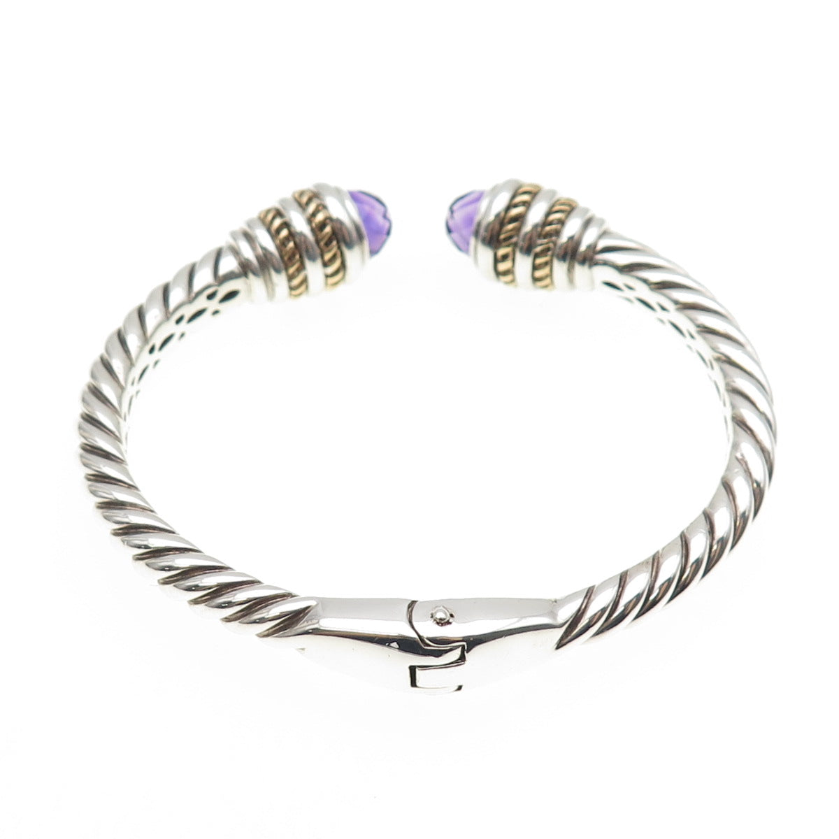 Lorenzo 925 Sterling Silver 18K Gold Vintage Real Amethyst Bracelet 6.5"