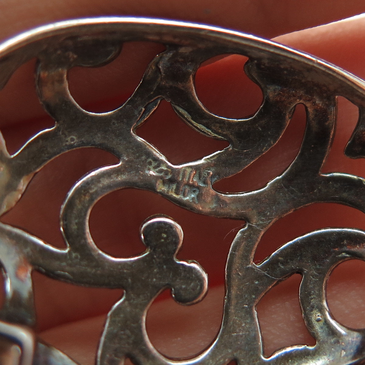 MILOR 925 Sterling Silver Vintage Italy Ornate Heart Oxidized Charm Pendant
