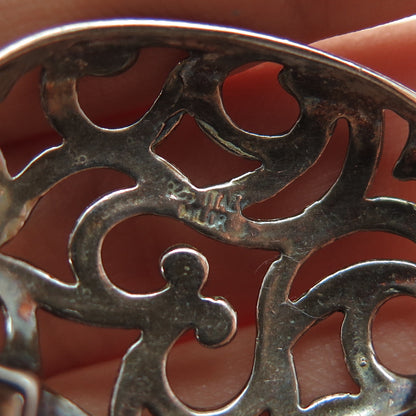 MILOR 925 Sterling Silver Vintage Italy Ornate Heart Oxidized Charm Pendant