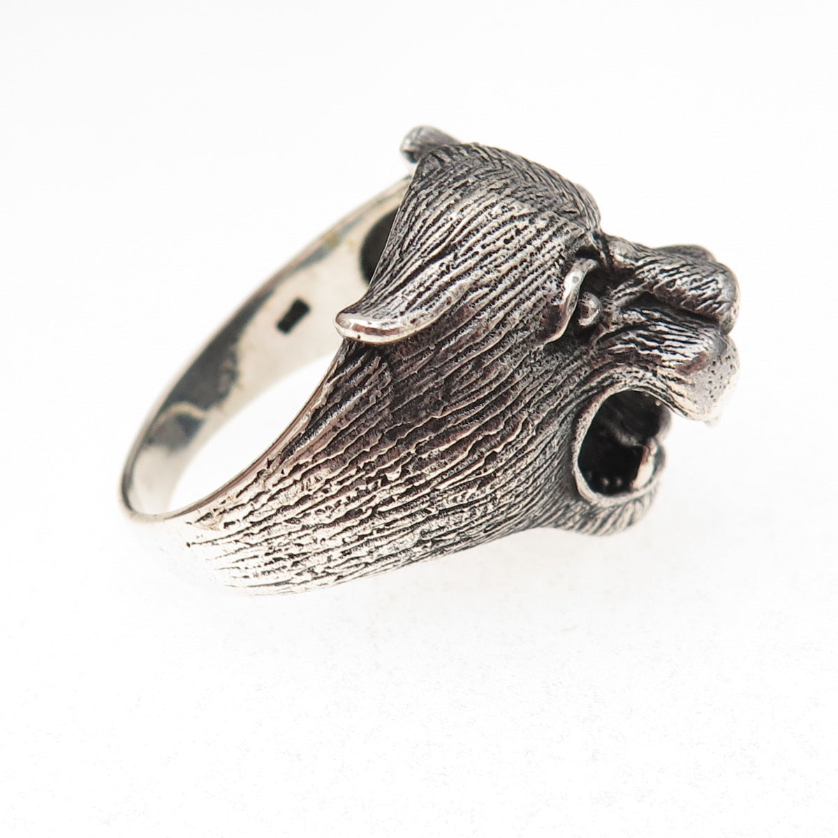 925 Sterling Silver Vintage Puma Oxidized 3D Ring Size 11.5
