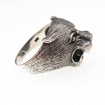 925 Sterling Silver Vintage Puma Oxidized 3D Ring Size 11.5