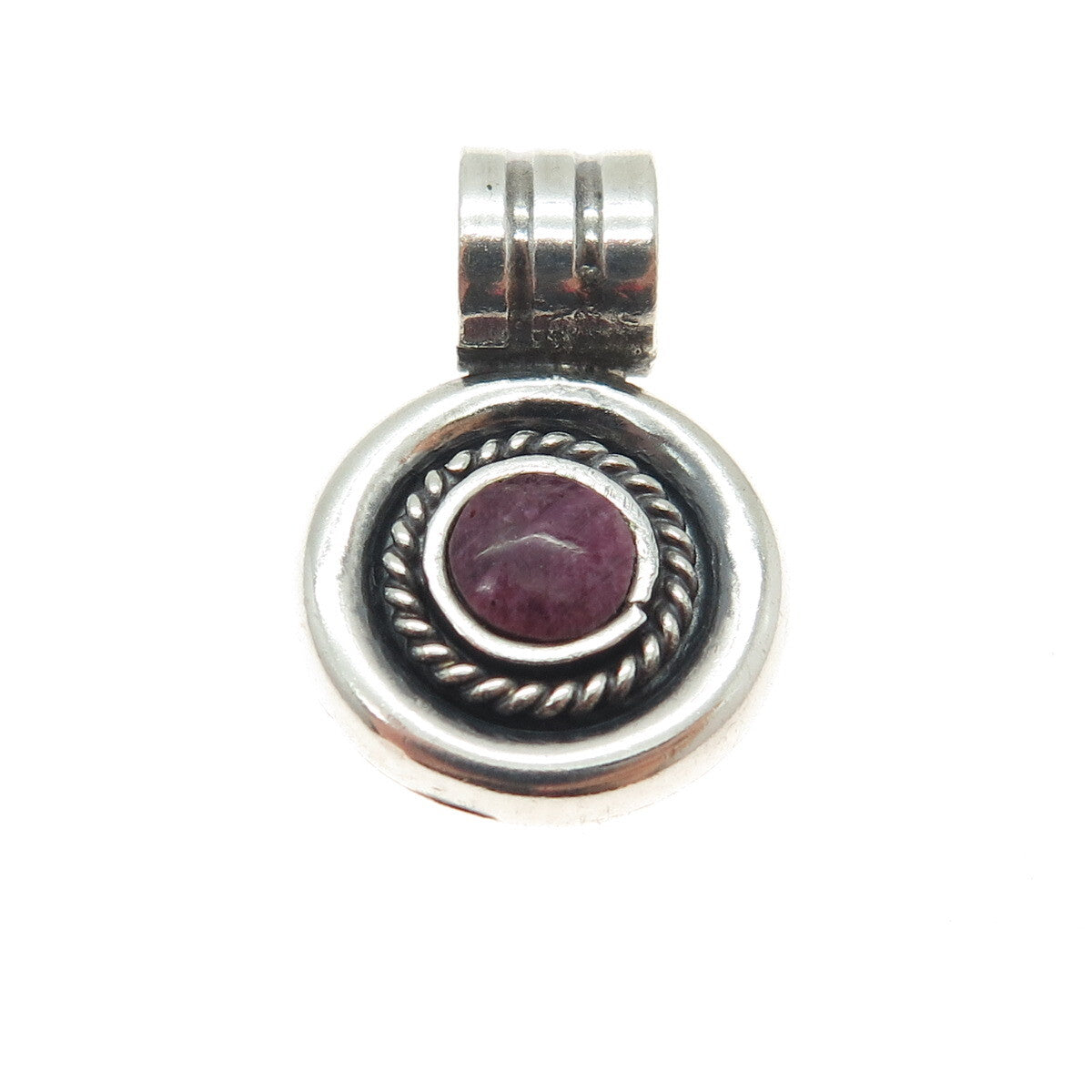 950 Silver Vintage Real Sugilite Roped Oxidized Pendant
