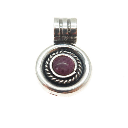 950 Silver Vintage Real Sugilite Roped Oxidized Pendant