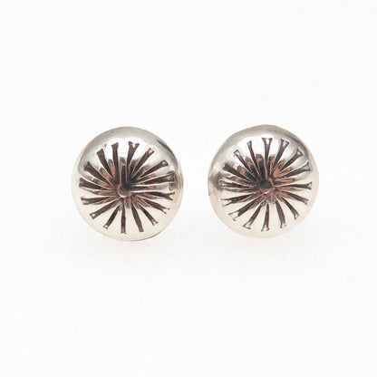 Old Pawn 925 Sterling Silver Vintage Southwestern Concho Tribal Stud Earrings