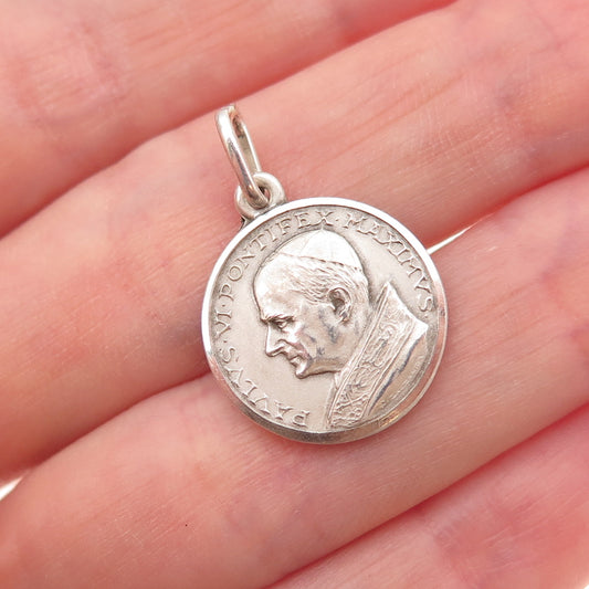 800 Silver Vintage Pope Paul VI Religious Charm Pendant