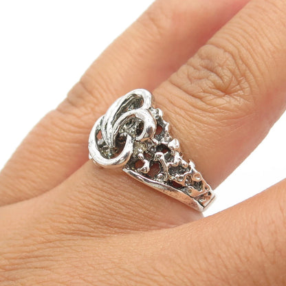 925 Sterling Silver Vintage Swirl Modernist Ring Size 5.5