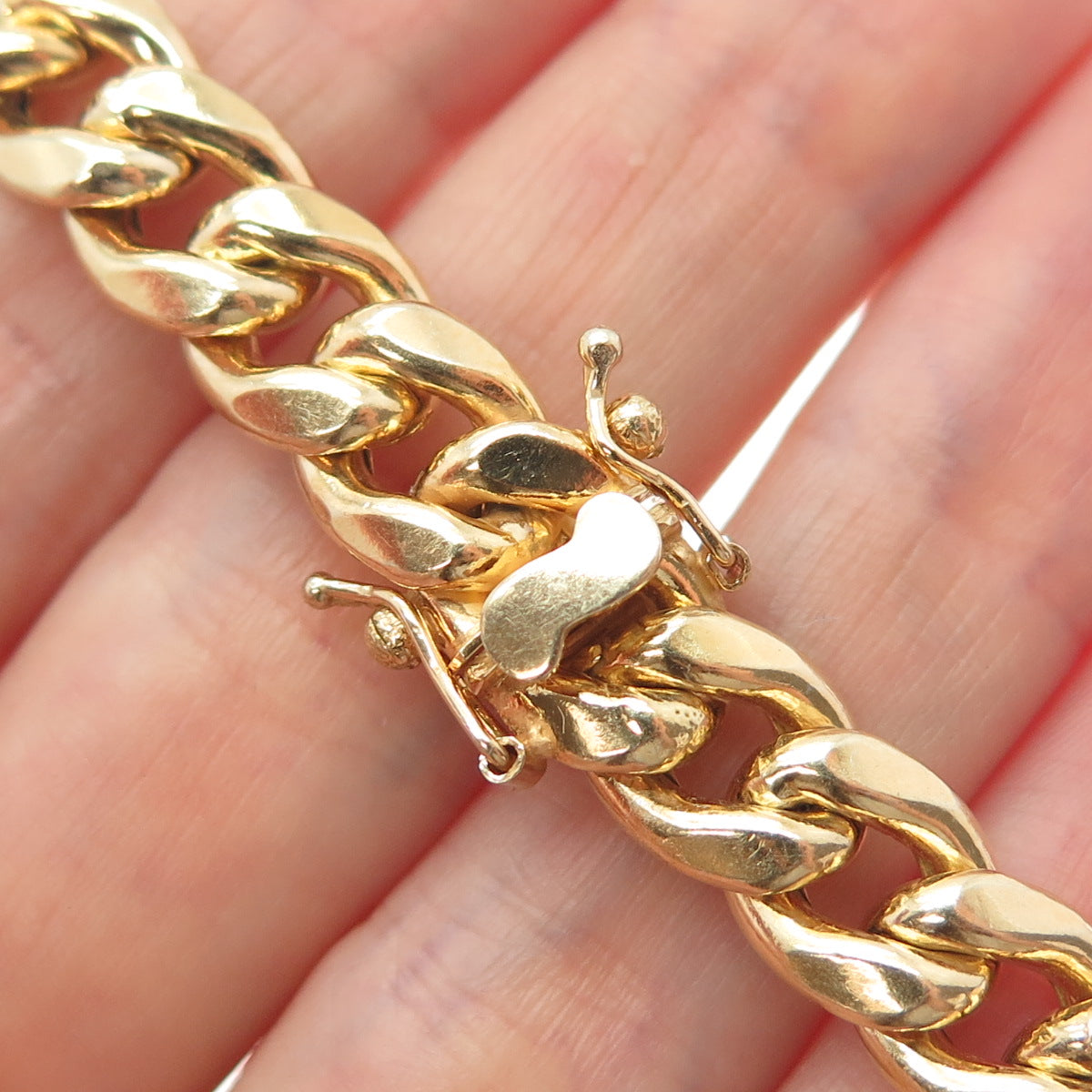 925 Sterling Silver Gold Plated Cuban Link Bracelet 8.75"