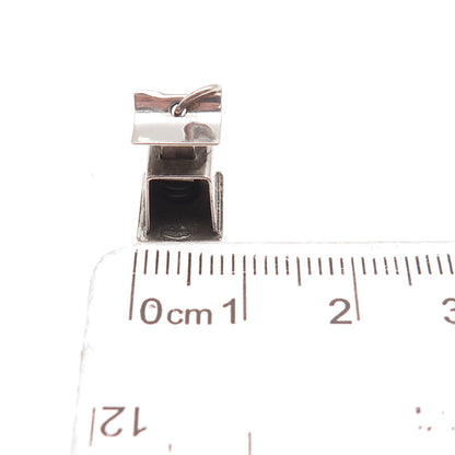 HofC 925 Sterling Silver Antique Art Deco Scale Movable 3D Mini Charm Pendant