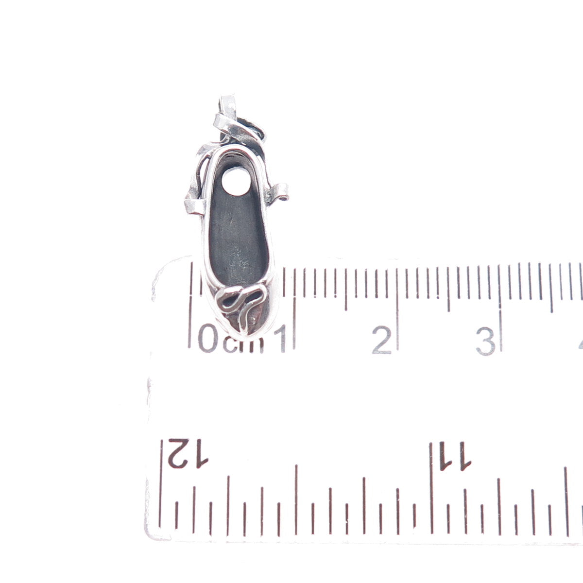 925 Sterling Silver Vintage Ballerina Shoe Mini 3D Charm Pendant