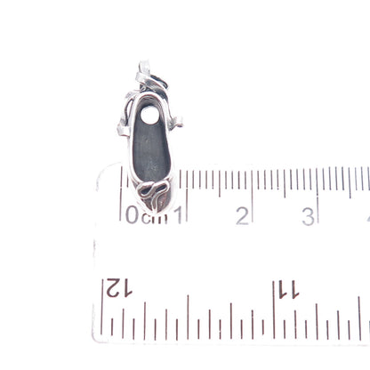 925 Sterling Silver Vintage Ballerina Shoe Mini 3D Charm Pendant