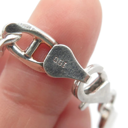 925 Sterling Silver Vintage Italy Anchor Mariner & Figaro Link Bracelet 8"