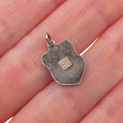 Fritz Reu & Co. 800 Silver Vintage Enamel Hermannsdenkmal Mini Charm Pendant