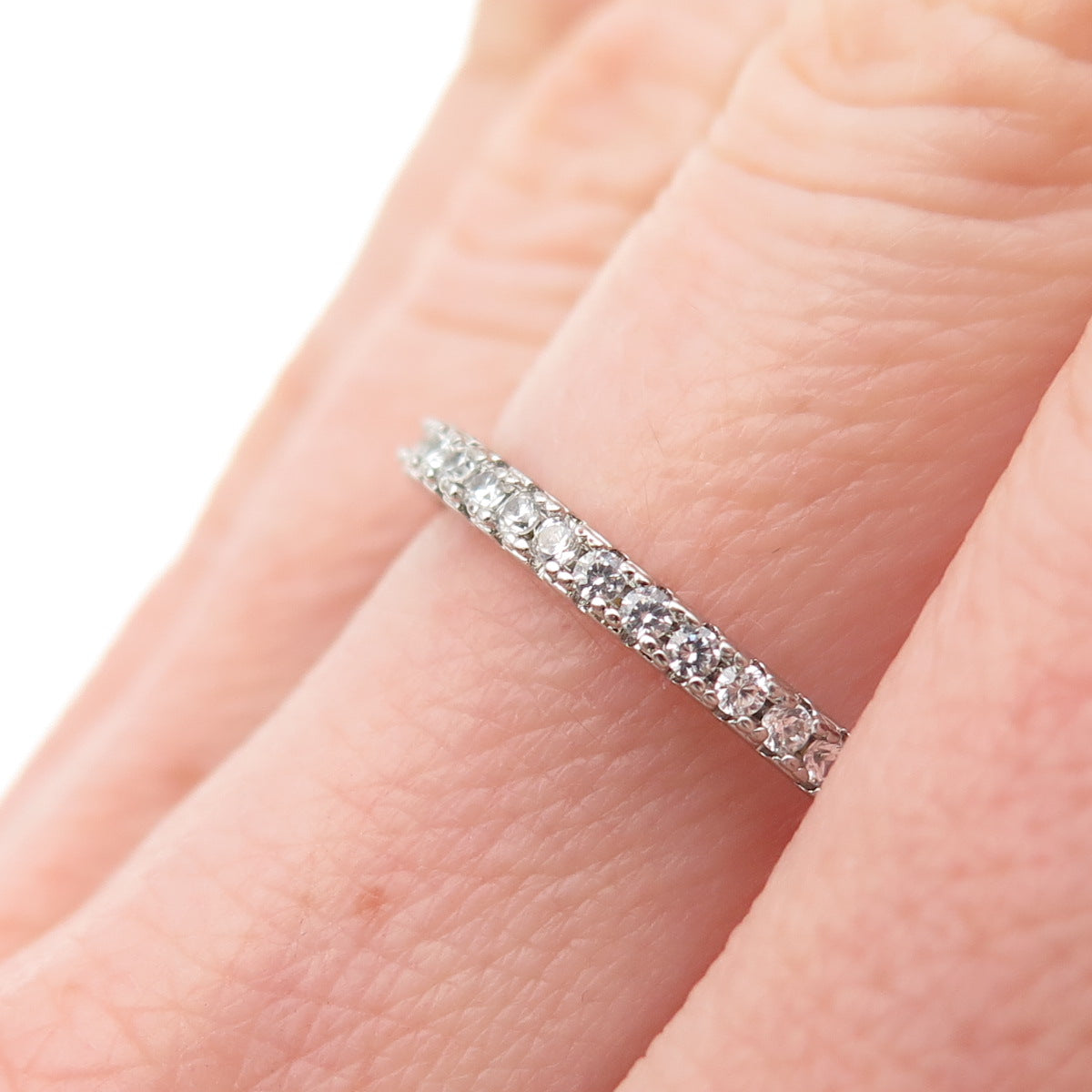 925 Sterling Silver Round-Cut C Z Eternity Band Ring Size 6