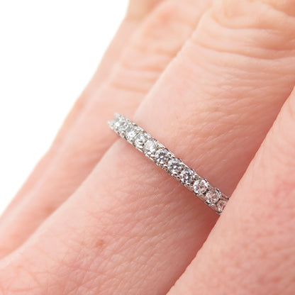 925 Sterling Silver Round-Cut C Z Eternity Band Ring Size 6