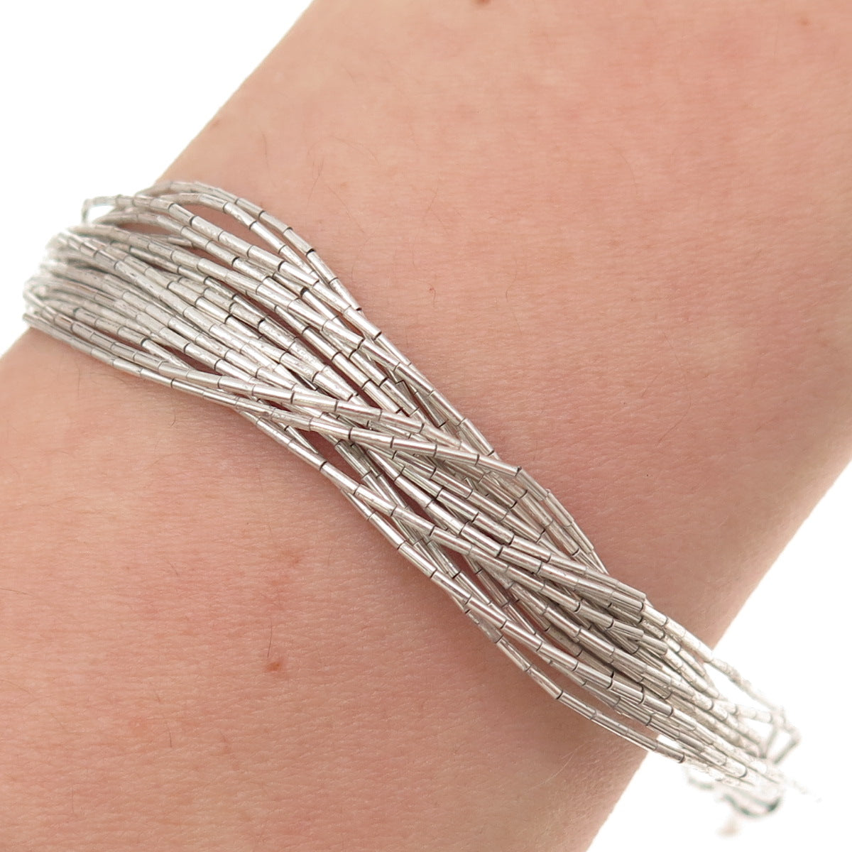 Old Pawn Sterling Silver Vintage Southwestern Liquid Chain Link Bracelet 6.5"