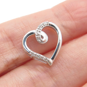 CHARLES WINSTON 925 Sterling Real Diamond Heart Minimalist Slide Pendant