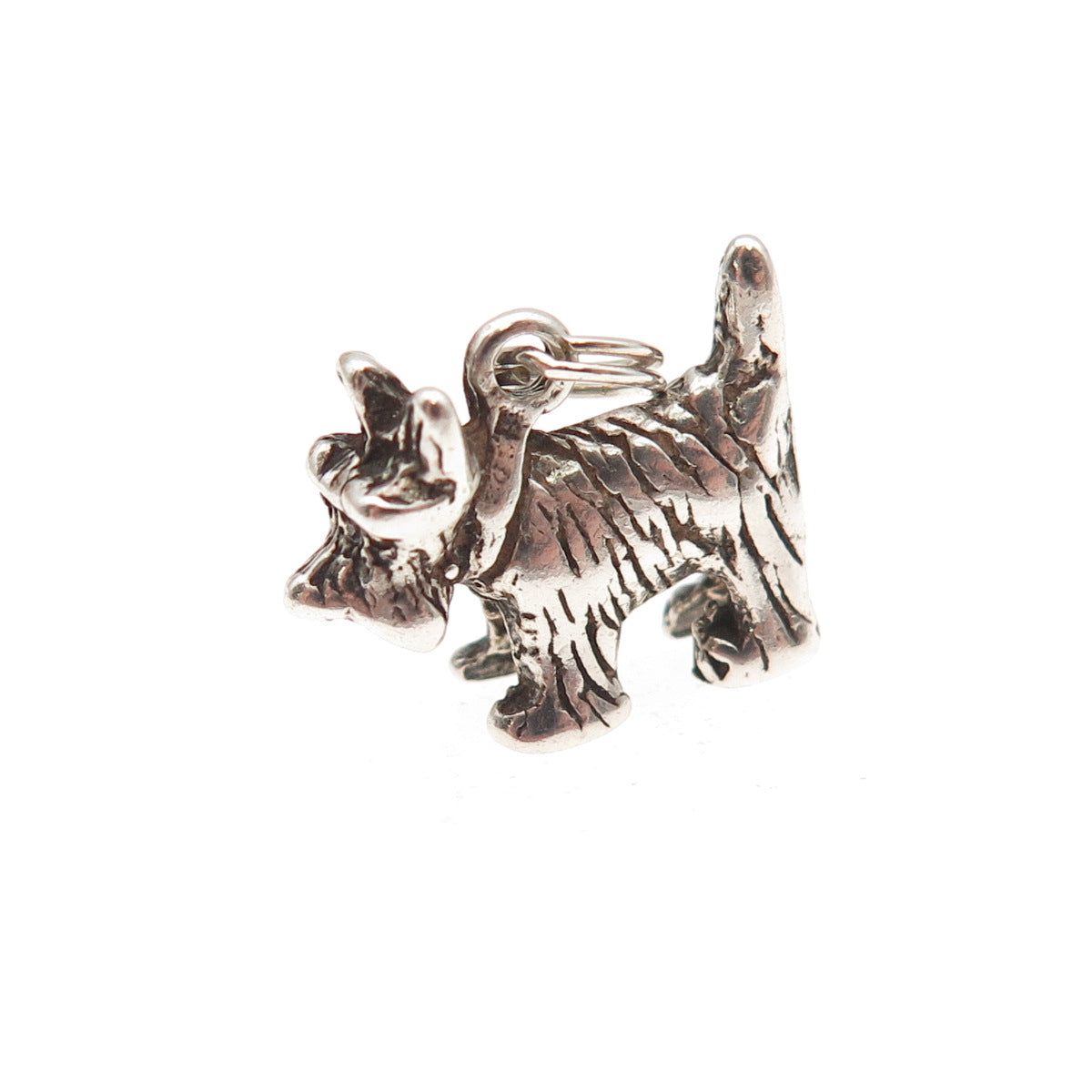 925 Sterling Silver Vintage Scottish Terrier Dog 3D Mini Charm Pendant