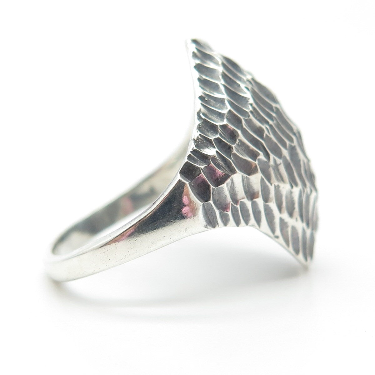 925 Sterling Silver Vintage Textured Modernist Ring Size 9.25