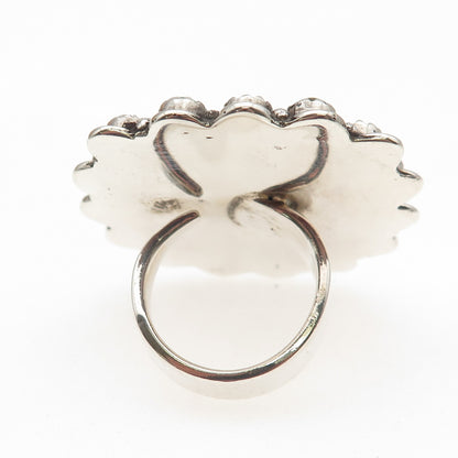 925 Sterling Silver Vintage Real Agate Turquoise & Mystic Quartz Ring Size 7.25