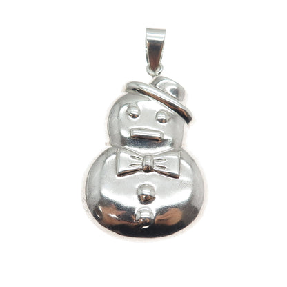 925 Sterling Silver Vintage Snowman Puffy Pendant