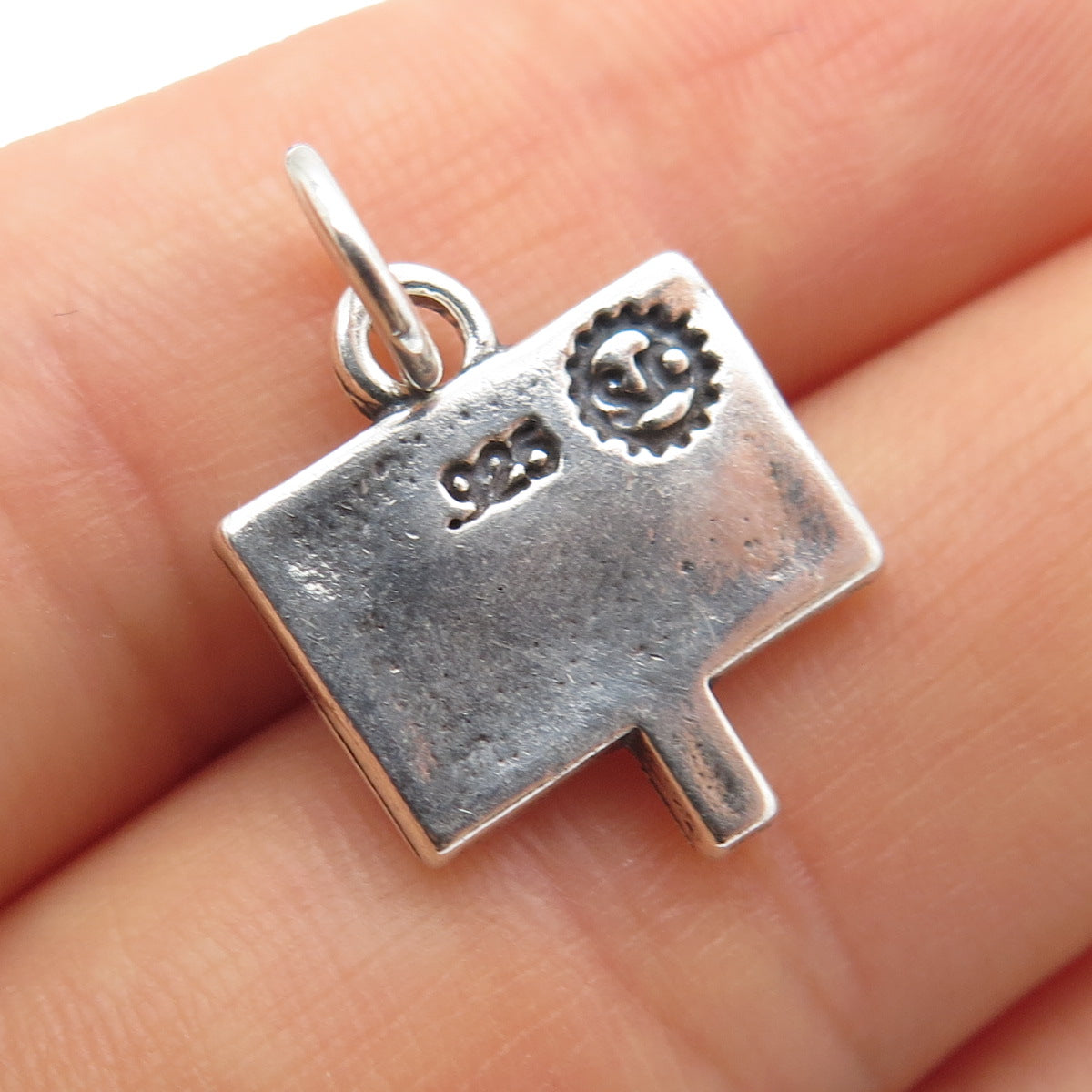SUNDANCER 925 Sterling Silver Vintage Sold Sign Minimalist Charm Pendant