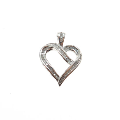 HN HENG NGAI 925 Sterling Silver Real Diamond Heart Charm Pendant