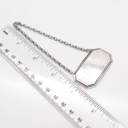 925 Sterling Silver Vintage London C. J. Vander Ltd. 1978 "Brandy" Bottle Tag