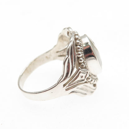 925 Sterling Silver Vintage Real Black & White Onyx Yin Yang Ring Size 10.25