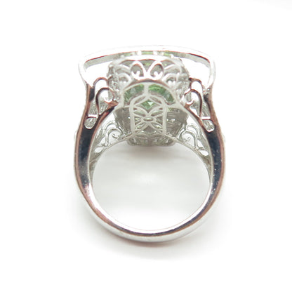 CHUCK CLEMENCY 925 Sterling Silver Real Green Topaz & Peridot Ring Size 8