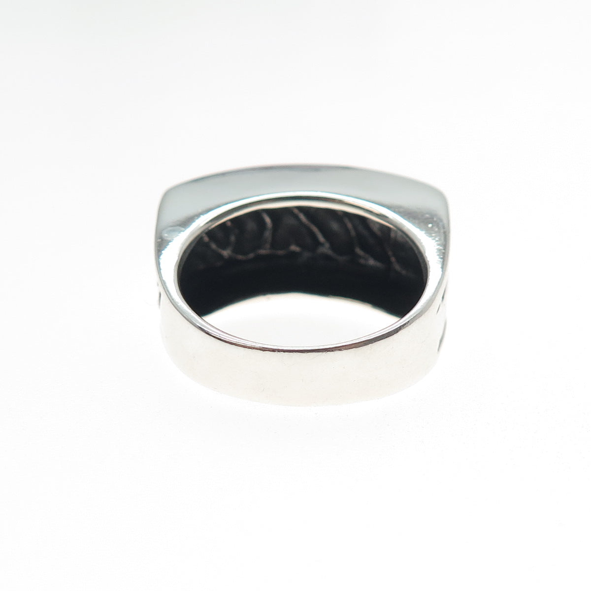 SIDNEY EVAN 925 Sterling Silver Vintage Modernist Oxidized Ring Size 7.75
