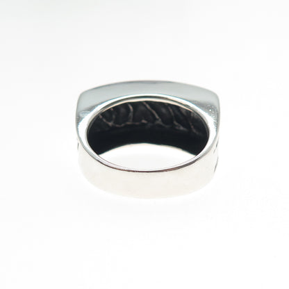 SIDNEY EVAN 925 Sterling Silver Vintage Modernist Oxidized Ring Size 7.75