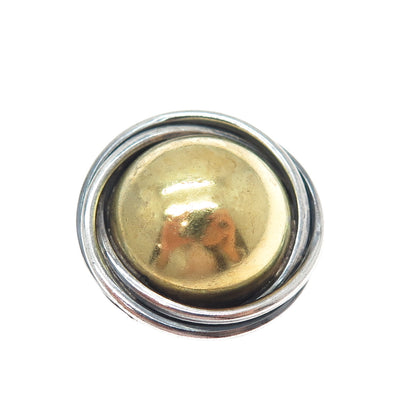 925 Sterling Silver 2-Tone Vintage Mexico Trinity Dome Oxidized Pin Brooch