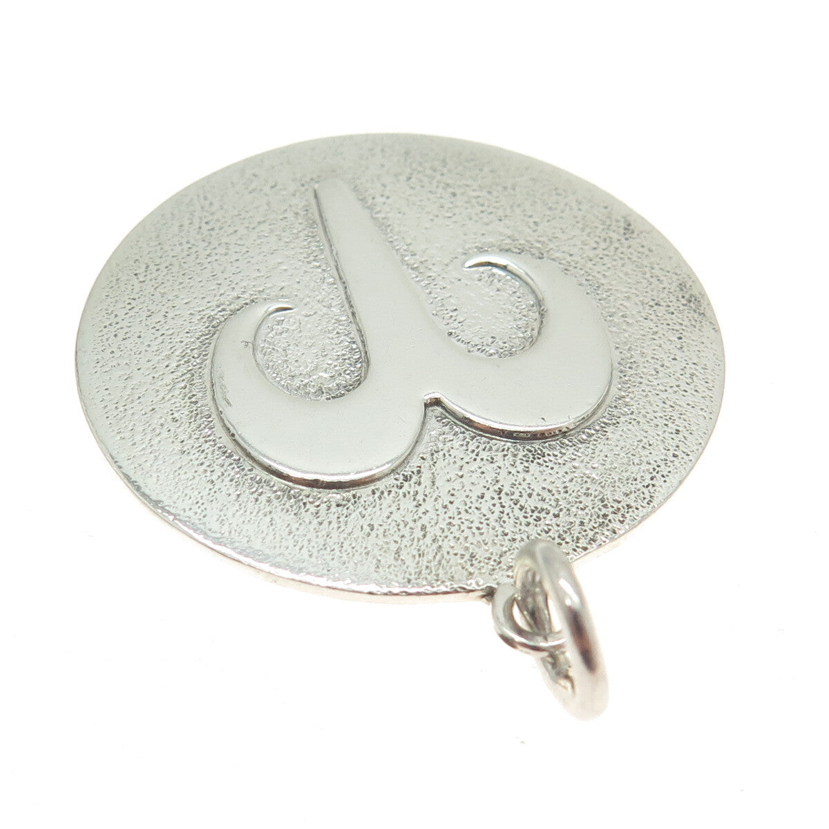 925 Sterling Silver Vintage Aries Zodiac Sign Round Pendant