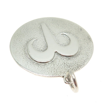 925 Sterling Silver Vintage Aries Zodiac Sign Round Pendant