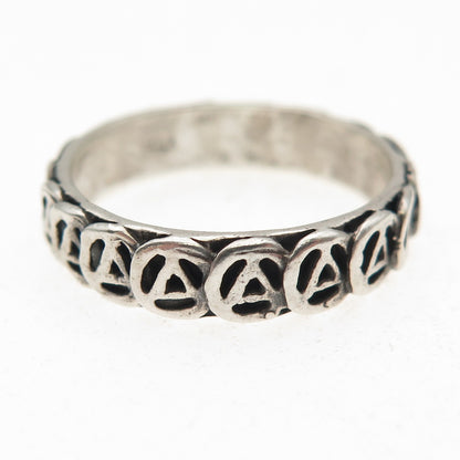 925 Sterling Silver Vintage Alcoholics Anonymous Oxidized Band Ring Size 9