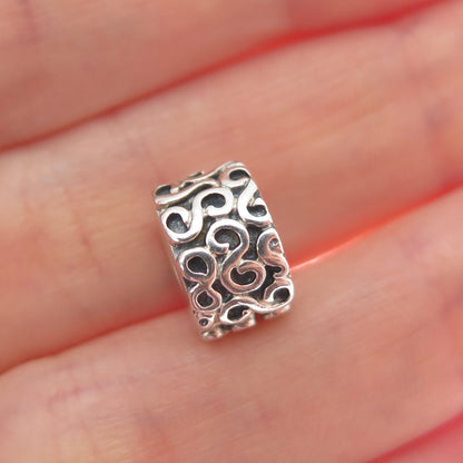 PANDORA 925 Sterling Silver Swirl Oxidized Clip Charm