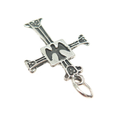 925 Sterling Silver Vintage Holy Spirit Cross Oxidized Pendant