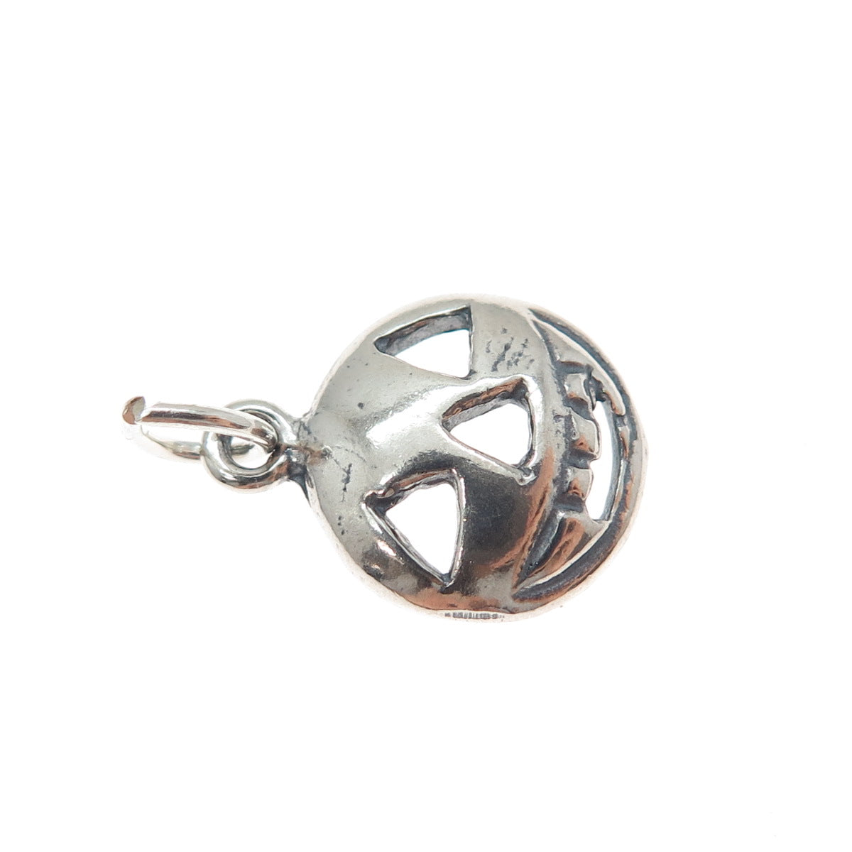925 Sterling Silver Vintage Halloween Pumpkin Mask Minimalist Charm Pendant