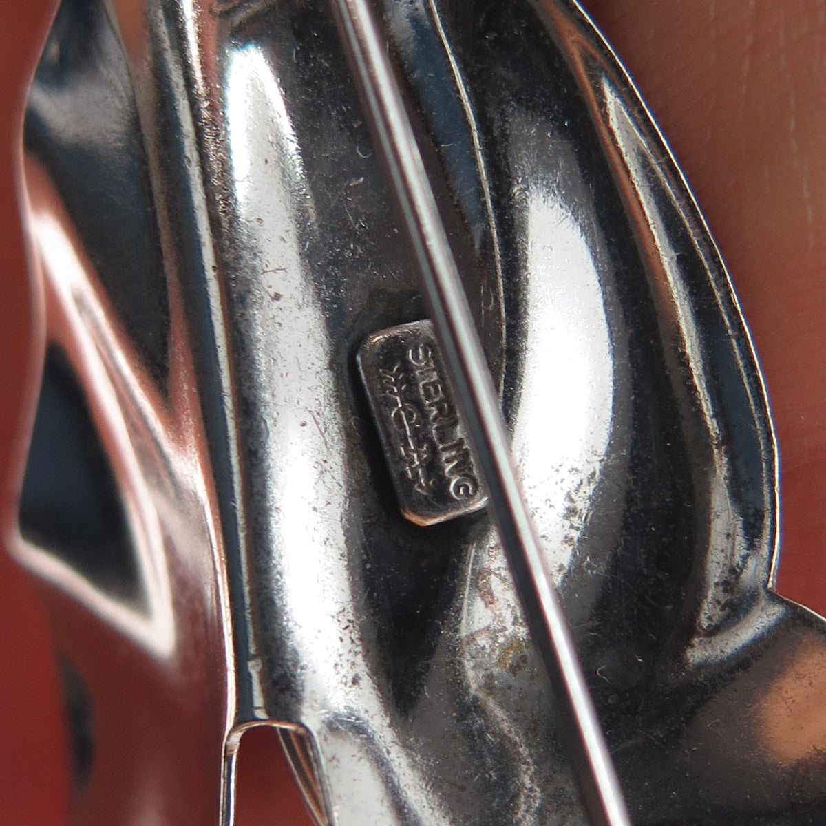 CARL ART 925 Sterling Silver Vintage Modernist Floral Leaf Pin Brooch