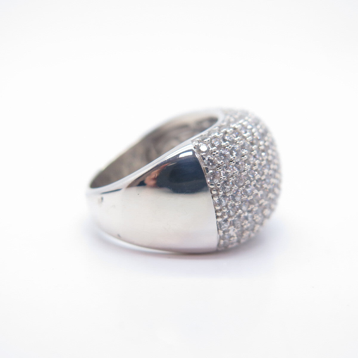 925 Sterling Silver C Z Wide Domed Ring Size 7