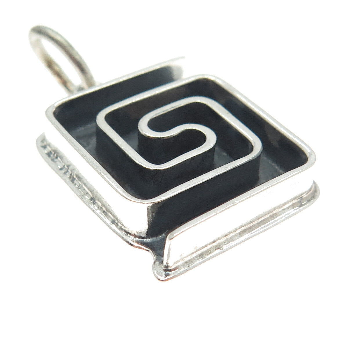 925 Sterling Silver Vintage Maze Modernist Pendant