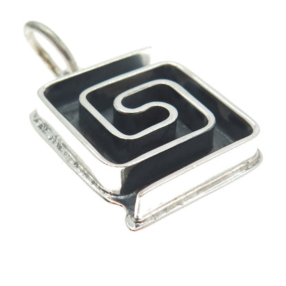 925 Sterling Silver Vintage Maze Modernist Pendant