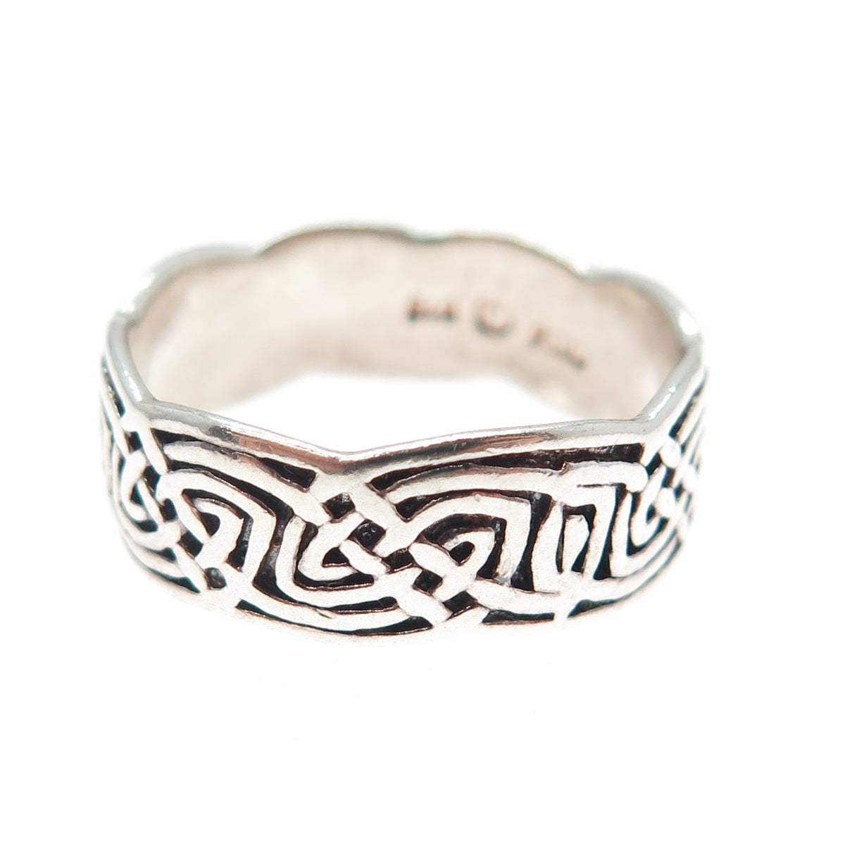 PETER STONE 925 Sterling Silver Vintage Celtic Knot Oxidized Band Ring Size 10.5