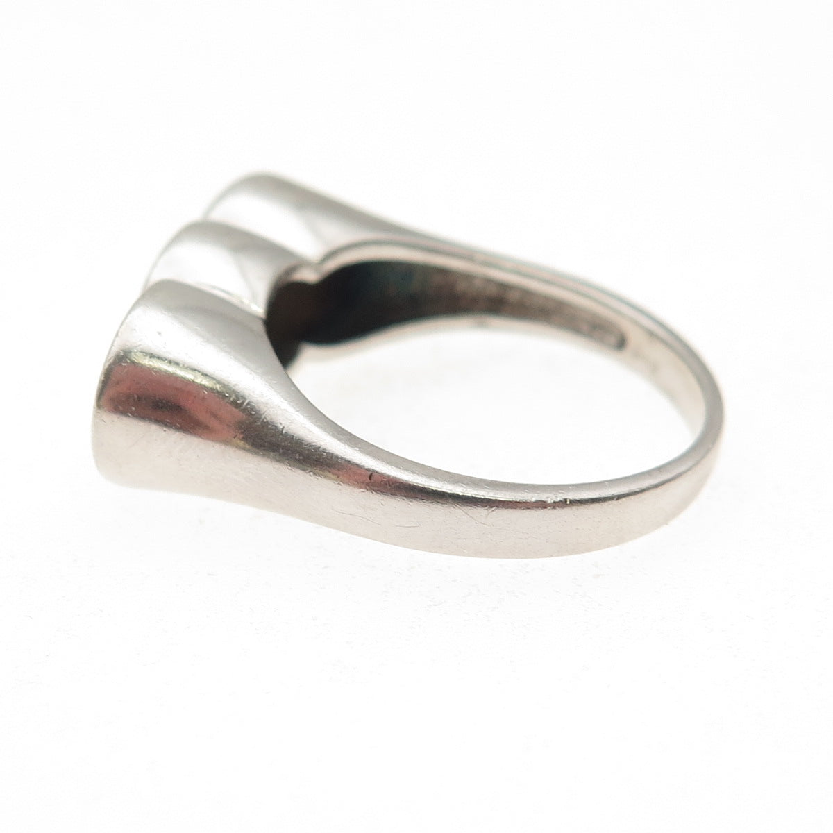 925 Sterling Silver Round-Cut C Z Modernist Overlap Disc Ring Size 9.5