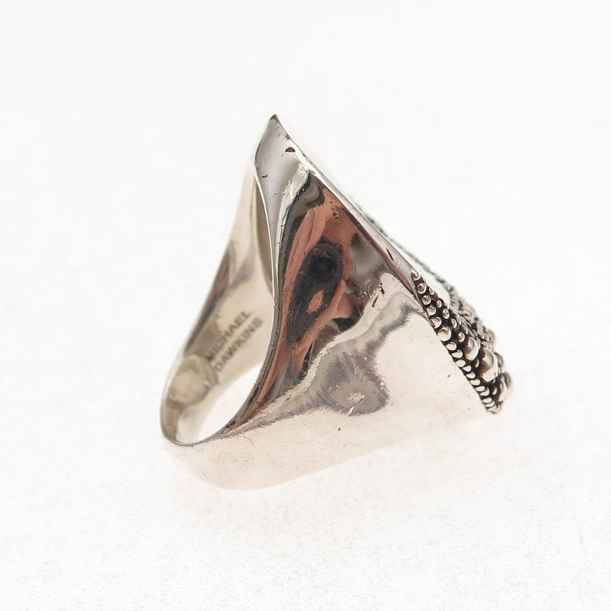 Michael Dawkins 925 Sterling Silver Real White Topaz Starry Night Ring Size 6.5