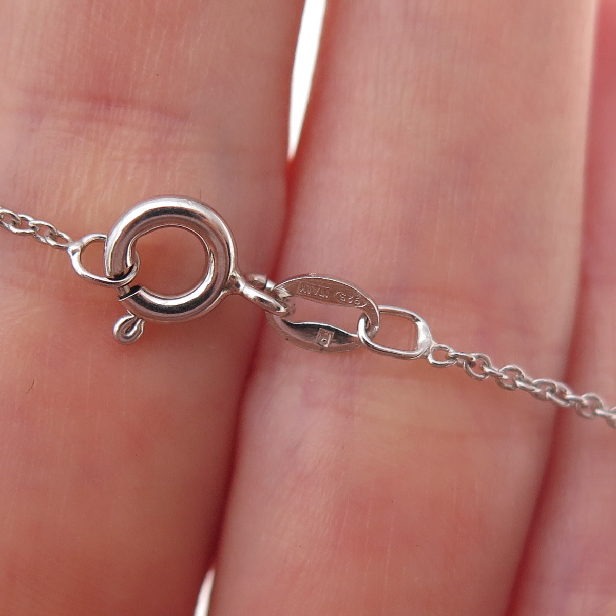 Sai 925 Sterling Silver Pink C Z Heart Cable Chain Necklace 18"